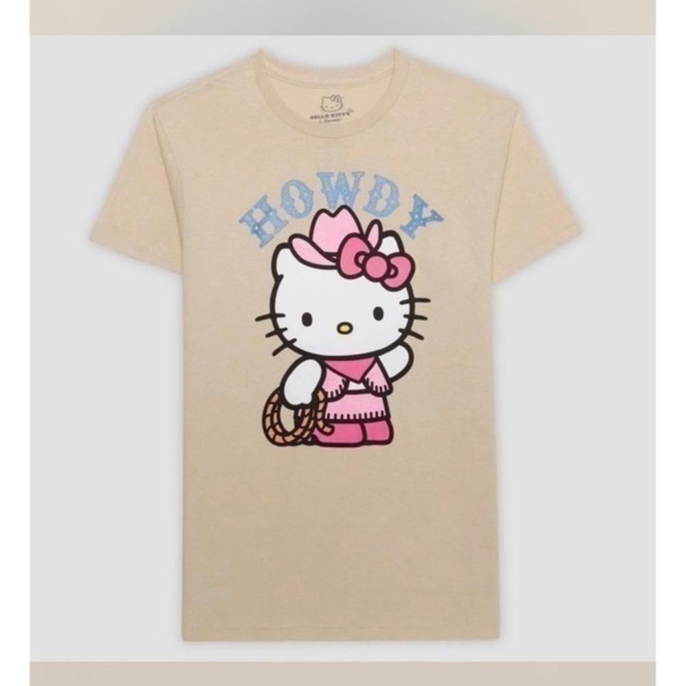 *NEW* XXL Hello Kitty Sanrio Howdy Cowboy Graphic Tee Sandstone Tan